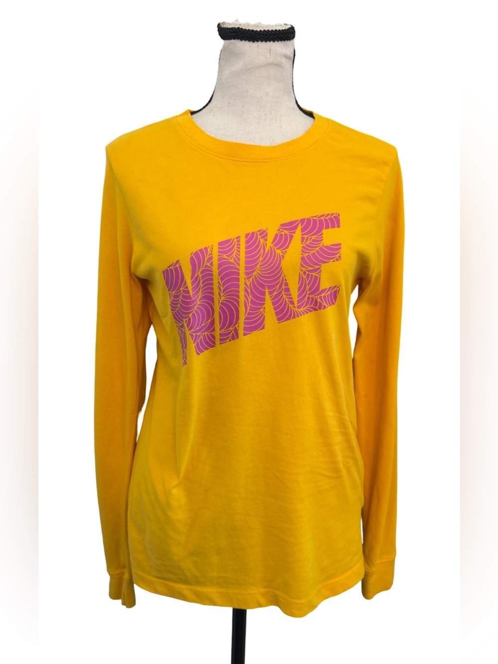 Nike The Nike Tee Dri-FIT Yellow Long Sleeve Swoosh Graphic Shirt Small S